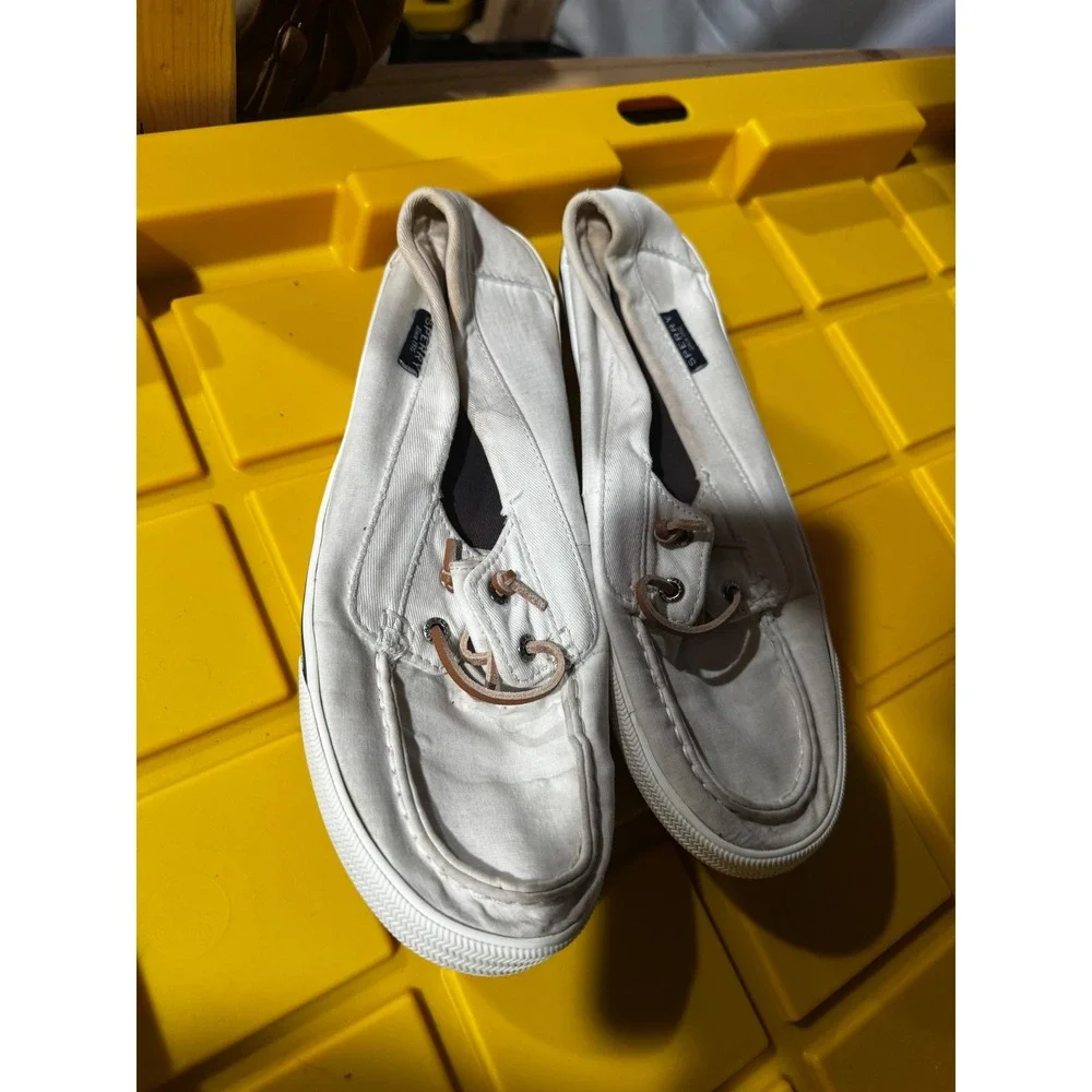 Sperry Top-Sider Crest Vibe Boat Shoes Womens 9.5 White Canvas STS80690
